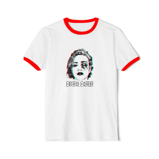 Vintage Crystal Castles Madonna Portrait Ringer Red Tee