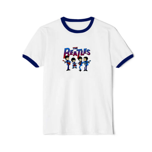 Vintage The BEATLES Saturday Morning Cartoons Show Ringer Navy Tee