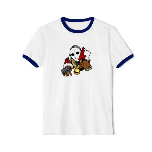 Wu Tang Clan Ghostface Cartoon Wu Tang Christmas Ringer Navy Tee