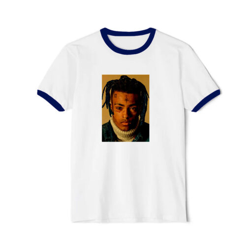 Yiyitop Rapper Hip Pop Singer Xxxtentacion Vintage Ringer Navy Tee