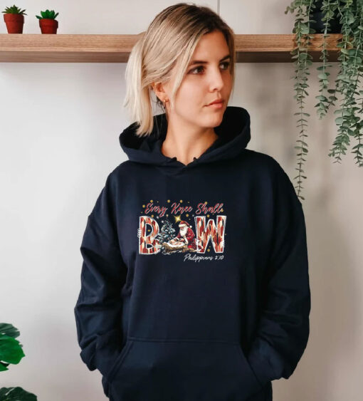 Every Knee Shall Bow Santa Christmas Nativity Hoodie