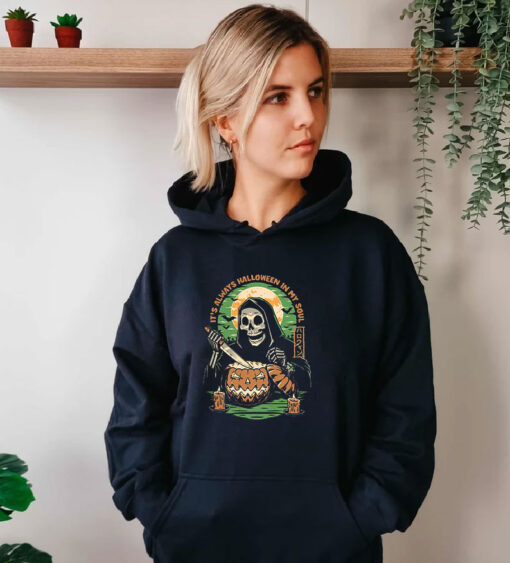 Halloween in my Soul Pumpkin Skeleton Carving Hoodie