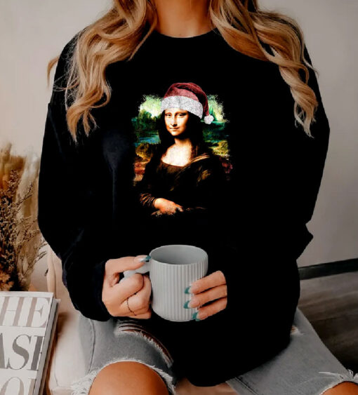 Mona lisa In Santa Hat Sweatshirt