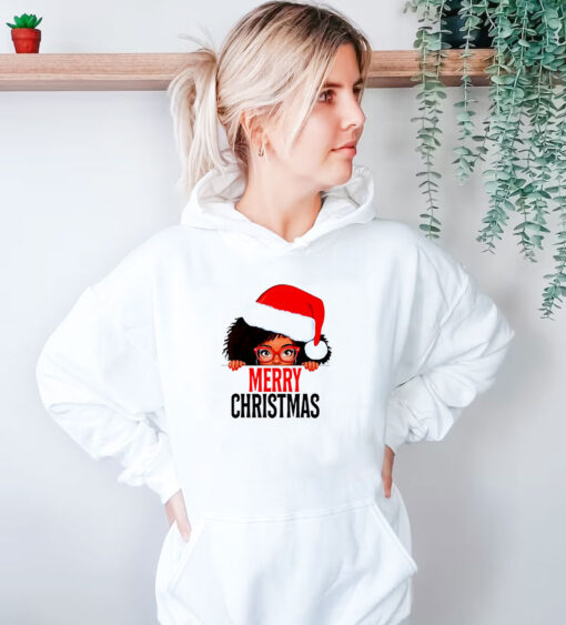 Mrs Claus Santa Melanin Christmas Black Peeking Claus Hoodie