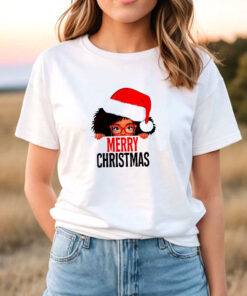 Mrs Claus Santa Melanin Christmas Black Peeking Claus T Shirt