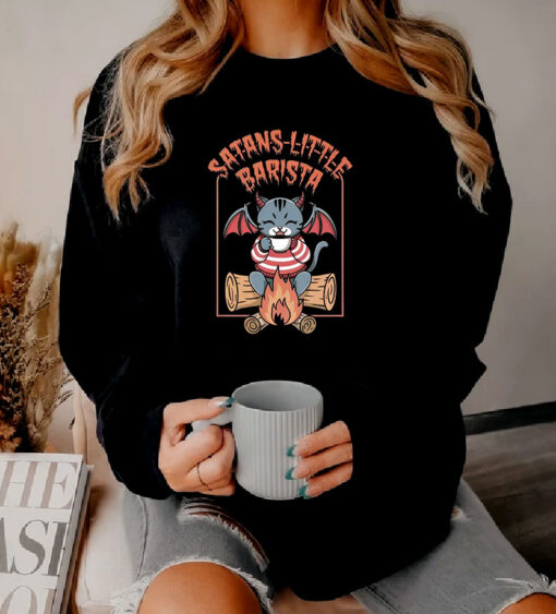 Satan's Little Barista Cute Demon Cat Sweatshirt