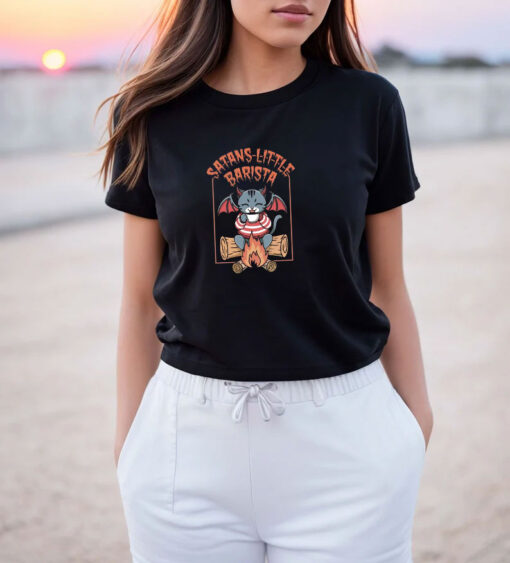 Satan's Little Barista Cute Demon Cat T Shirt