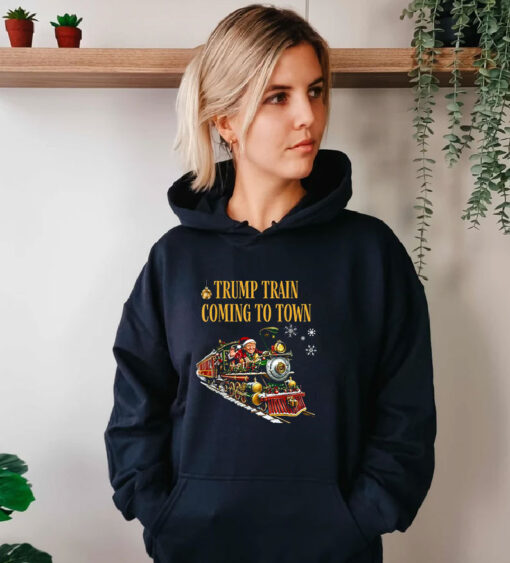 Trump Train Coming To Town Funny Christmas Santa Claus Hoodie